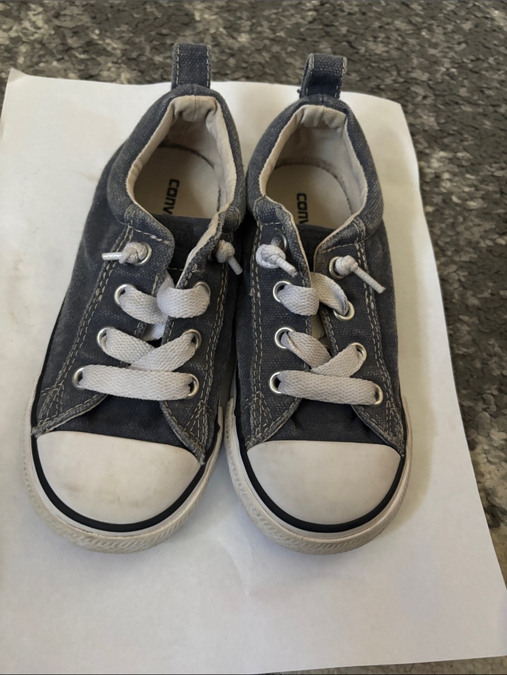 Converse Kids Dark Blue Canvas Low-Top Sneakers with White Accents